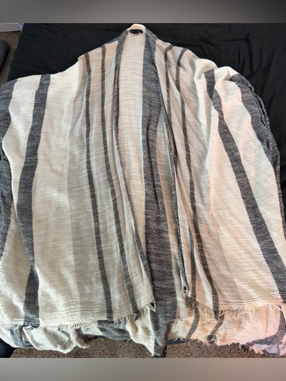 Striped Lightweight Kimono in Cream and Gray